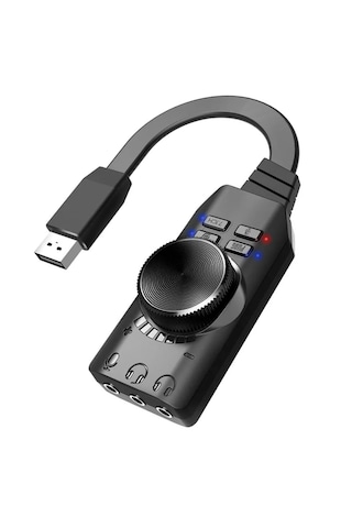 Forzacase Usb Dsp Harici Ses Kartı 7.1 Kanal 3.5mm Kulaklık Mikrofon Çevirici, Pubg Lol Efekt Fc1225