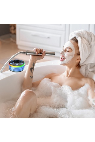 Geeroyoo T7a Mavi Ipx7 Su Geçirmez Banyo Hoparlörü - Bluetooth 5.2, Fm Radyo, Toz Ve Darbe Dayanıklı, 15m Kablosuz Bağlantı