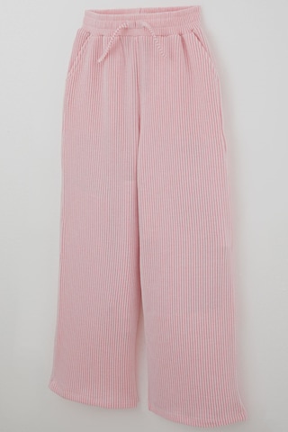 Breeze Kız Çocuk Pantolon Çizgi Detaylı Bağcık Aksesuarlı 8-14 Yaş , Pembe