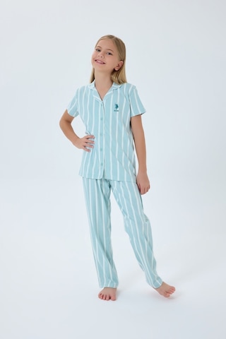 U.s. Polo Assn. Kız Çocuk Yeşil Gömlek Pijama Takım 5274-49918 Yeşil