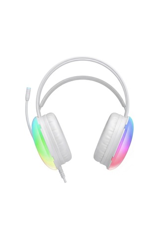 Masaüstü Ses Beyaz Ekipman Xo Ge11 50 Mm Rgb Işıklı Mikrofonlu Kablolu Oyuncu Kulaklığı