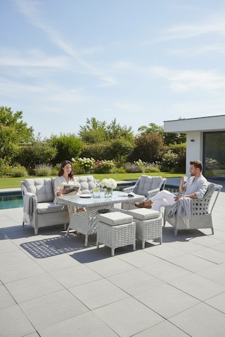 Sun Patio Helena Gümüş Gri Alüminyum 3+1+1 Bahçe & Balkon Takımı