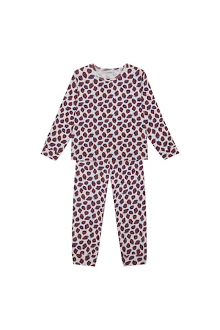 Antebies Organik Gots Sertifikalı Çilek Tarlası Desenli, Uzun Kollu Kız Çocuk Pijama Takımı Bordo