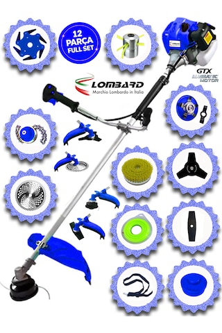 Cros Lombard İtaly Gravento 531x Yan Tipi Benzinli Ot Çalı Çim Biçme Tırpanı+ 12 Pcs Komple Bahçe Setli