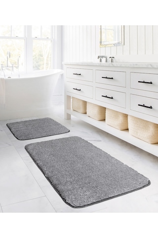Koza Home Koza Home Segura Peluş Gri Kaydırmaz Taban Banyo Paspası Gri
