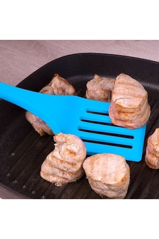 Lurch - Platin Silikon Delikli Spatula 32,5 Cm Mavi - Yanmaz, Yapışmaz, Bükülmez, Çizmez, Tat Ve Koku Bırakmaz - 240103 Renk