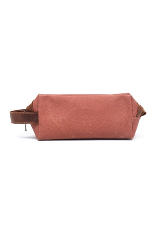 Gillario Design 06 Unisex Kanvas Kumaş+deri Kiremit-taba Eskitme Dopp Kit