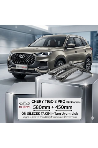 Chery Tiggo 8 Pro Silecek Takımı 2023 Sonrası - Silbak Professional Serisi - 580mm + 450mm Tam Uyum