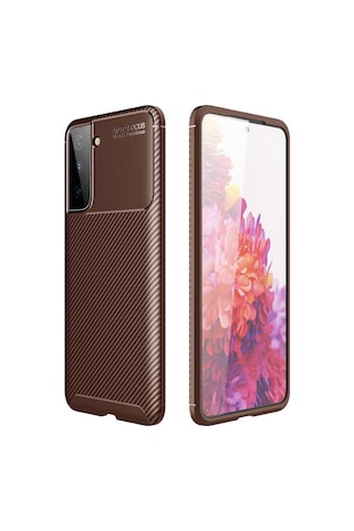 Samsung Uyumlu Galaxy S21 Plus Kılıf Zore Negro Silikon Kapak-Kahvereng