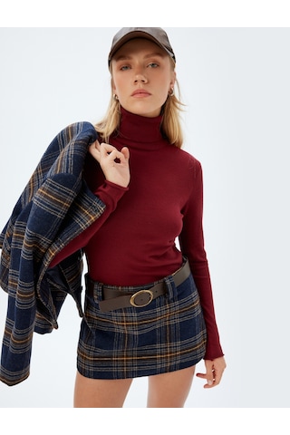 Koton Balıkçı Yaka Triko Kazak Uzun Kollu Slim Fit Bordo 5wak90412ht Bordo