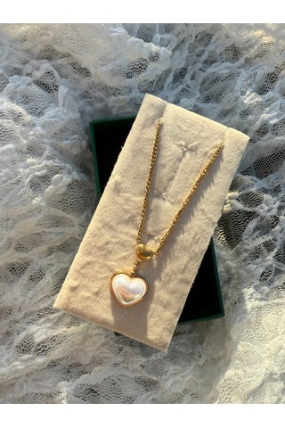 Pearl Heart Gold Kolye Altın