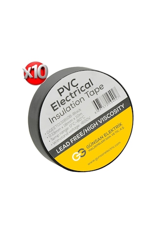 Günsan Siyah Elektrik İzolasyon Bandı 10 Adet