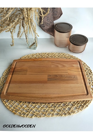 Doğal Ahşap Sunum Tabağı Dış Bükey Ahşap Sunumluk Kayın/gürgen Boy:40cm En:30cm
