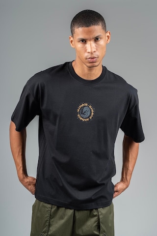Maraton Sportswear Oversize Erkek Bisiklet Yaka Kısa Kol Basic Siyah T-shirt 23242-siyah