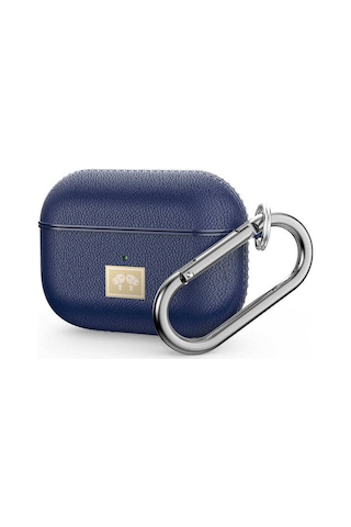 Airpods Pro 2 Uyumlu Deri Görünümlü Askı Aparatlı Wlons Kılıf Lacivert