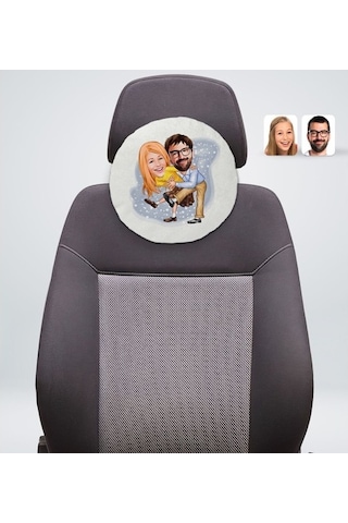 Kişiye Özel Sevgililer Karikatürlü Yuvarlak Dekoratif Kırlent Yas (527061818)