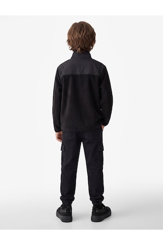 Koton Cepli Fermuarlı Uzun Kollu Dik Yaka Polar Sweatshirt Siyah 7wkb10264tk