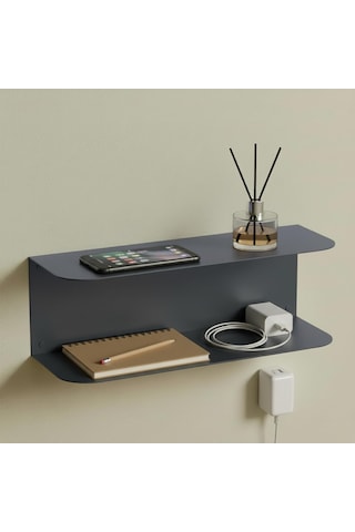 Metal Duvar Rafı Anahtarlık Telefonluk Antre Koridor Düzenleyici Dekoratif Raf 35x12x12 Cm Beyaz