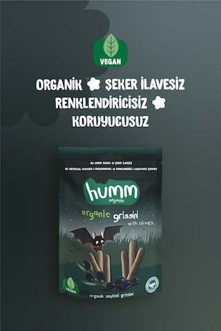 Hummorganic Organik Vegan Zeytinli Grissini Atıştırmalık Paketi - 6 adet