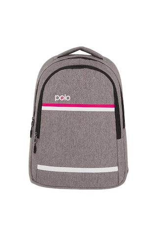 Temel My Polo Sırt Çantası Pembe Beyaz Çizgili Gri 8860 Gri