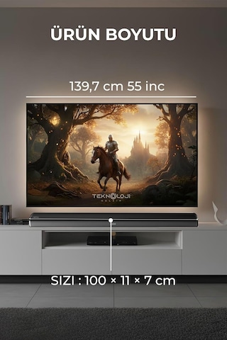 Hp-tv05 Soundbar Kablosuz Ev Sinema Sistemi 80w Stereo Hd Ses Led Ekranlı Bluetooth Uzaktan Kumandalı 100x7x10 Cm 2 Y