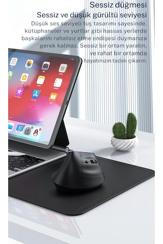 Monozone Ergonomik Kablosuz Mouse Rgb Işıklı Bluetooth Dikey Duruş Tasarımı Taşınabilir Sessiz Bt+2.4g Çift Modlu Ofis Oyun Evrensel Kullanım İçin Ergonomik Mouse