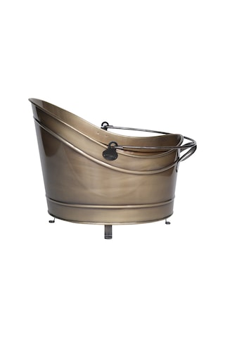 Metal Gold Gondol Tasarım Şömine - Soba Odun Depolama Saklama Kovası