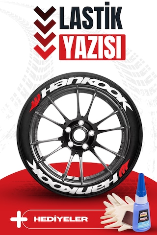 Hankook Motosiklet Ve Otomobil Araç 3d Oto Lastik Yazısı Sticker Arma Seti 8 Adet 0