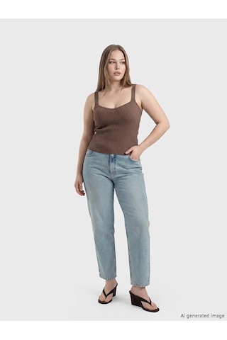 Lc Waikiki Mavi Slim Mom Kadın Jean Pantolon
