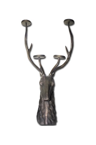 Metal Geyik Büstü Şamdan 112 Cm Ofis Dekoru Tasarım Obje Dekorasyon Ürünü