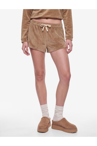 Koton Rahat Kesim Beli Bağcıklı Cepli Mini Şort Pijama Altı Vizon 7wlk80032mk