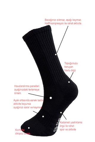 Silk Step Fit Line 4'lü Siyah, Erkek Ve Kadın Spor Çorabı , Active - Fonksiyonel 4çift Siyah Siyah