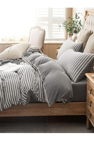 Caqqa Gray Collection Çocuk Ve Genç Tek Kişilik Pamuk Lastikli Nevresim Takımı