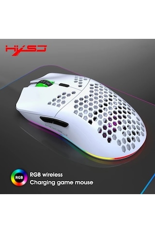 Besthome1 2.4g Siyah Kablosuz Oyun Fare Rgb, Şarj Edilebilir, Petek Tasarım Usb Tak Çalıştır Sağ El Diğer