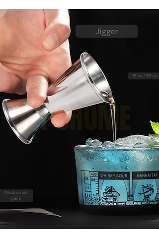 Jigger Çift Taraflı Bar Ölçeği Paslanmaz Kokteyl Ölçeği Barmen Ölçü Kabı Çelik 15/30 Cc