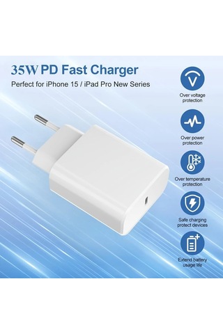 Wangxi 35w Hızlı Şarj Cihazı 1m Type C Şarj Kablolu Usb Type C Portlu Apple Uyumlu iPhone 16 15 İpad İçin