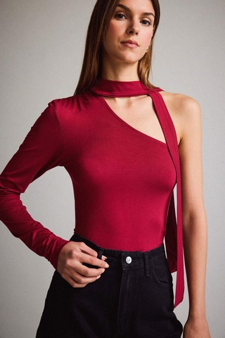 Defacto Tek Omuzlu Bağlama Detaylı Bluz G3334ax25wnbr229 Bordo