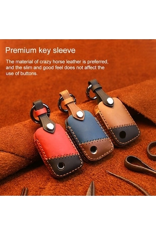 Tongxida Volkswagen Araba Deri Anahtar Koruyucu Kapak Mavi 2 Adet Uyumlu Sürüm