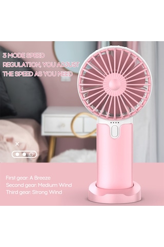 Honmex Usb Şarj Edilebilir El Fanı - Led Işık Ve 3 Hızlı Modlu Taşınabilir Mini Soğutucu X2 Mavi