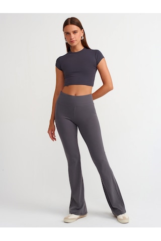 Dilvin Vücuda Oturan Crop Top Antrasit