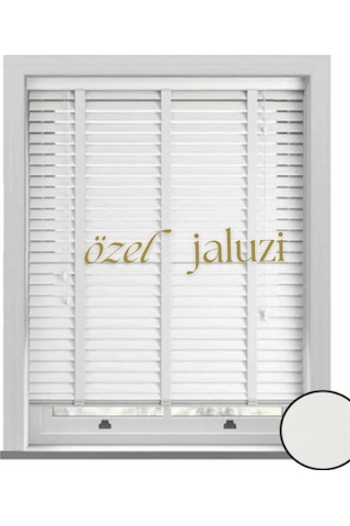 Beyaz 50 Mm Ahşap Görünümlü Jaluzi Beyaz