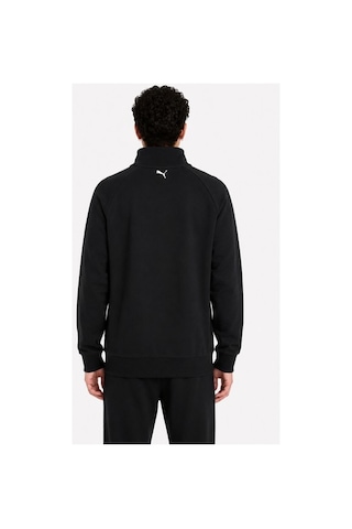 Puma F1 Essentıals Logo Yarım Fermuar Erkek Sweatshirt Siyah