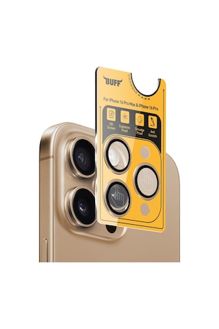 İphone 16 Pro Max / 16 Pro İle Uyumlu Titanyum 9h Lens Koruyucu Gold Brown