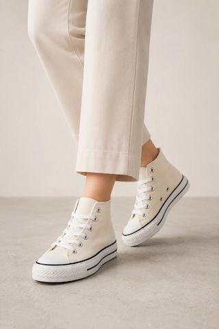 In Step Lena Krem Kanvas Bağcıklı Bilekli Kadın Sneakers