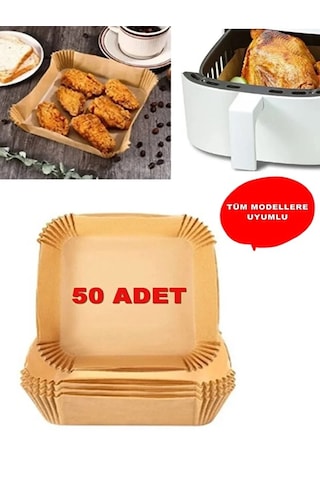 Büyük Boy Fritöz Pişirme Kağıdı Air Fryer Xl-xxl Uygun Kare Tabak Model 50 Adet