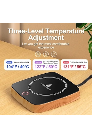 Willowhaven Ahşap Desenli 3 Sıcaklık Ayarlı Akıllı Isıtıcılı Kahve Termosu