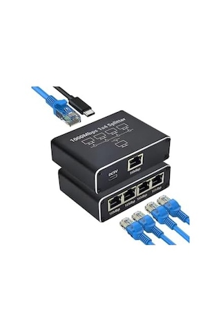 Ethernet Splitter, Gigabit Ağ Bölücü, Bilgisayar, Hub, Anahtar, Yönlendirici 1x4 Portlu, Evrensel Ağ Genişletici, Usb-c Güç Girişli, 1000mbps Rj45 Lan İnternet Splitter Eşzamanlı Çalışma