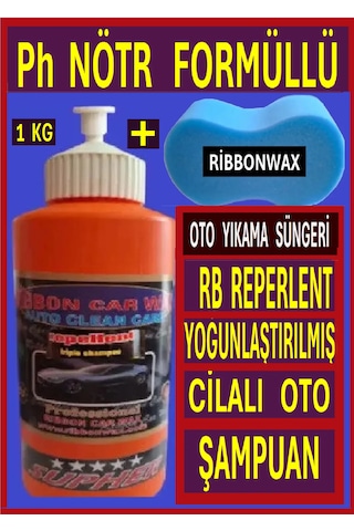 Reperlent Ph Nötr Formüllü Cilalı Oto Yıkama Şampuanı 1 Kg + Oto Yıkama Süngeri
