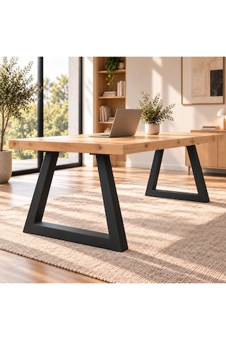 Evkolleksiyon Ters Trapez Metal Masa Ayağı 2 Li Takım 72x72 Cm 60x60 Çelik Profil Siyah