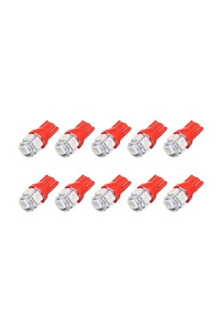Padalink T10 Taban 12v 1w 5 Led Araba Lambası, Kırmızı Işık, 10 Adet Paket - Yüksek Parlaklık Ve Uzun Ömürlü